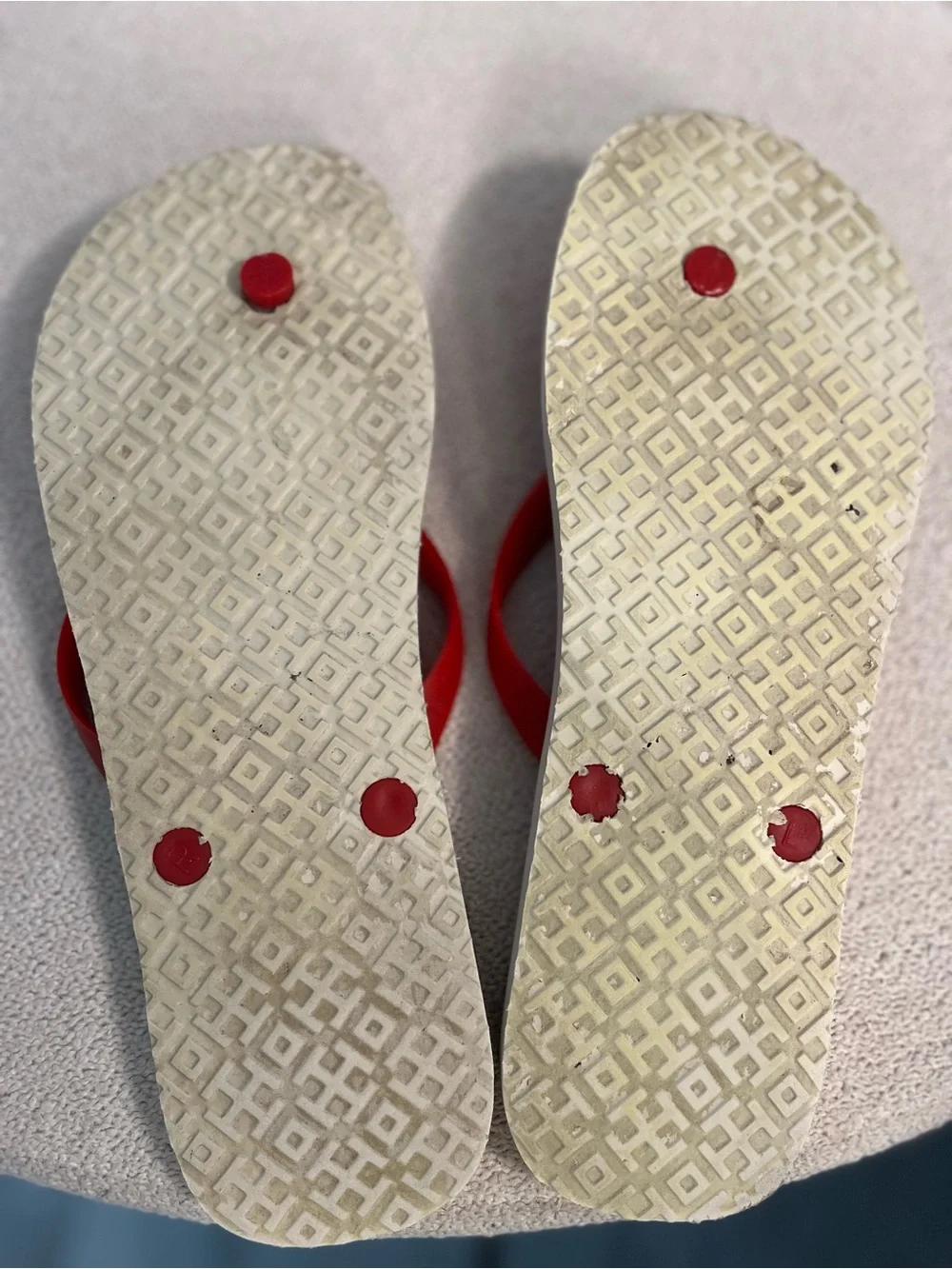 Tory Burch Red Floral Logo Thong Sandals